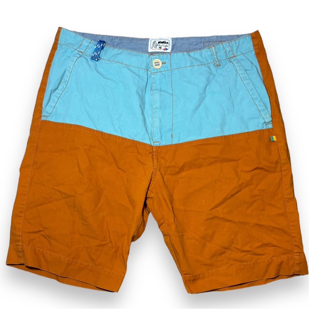 Katin Two-Tone Light Blue and Rust Orange Swim Board Shorts